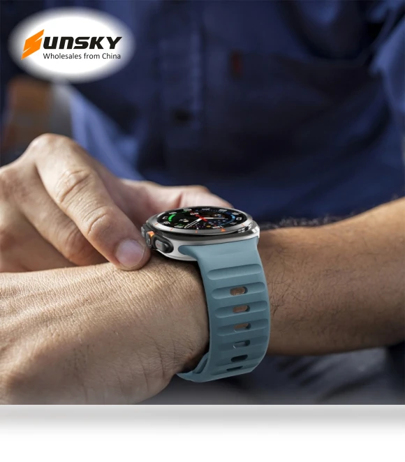 Wave Texture Reverse Buckle Silicone Watch Band — Smartwatch Straps, Samsung
