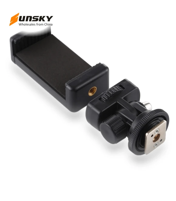 1/4 inch Screw Thread Cold Shoe Tripod Mount Adapter with Phone Clamp — Shoe Mounts, PULUZ