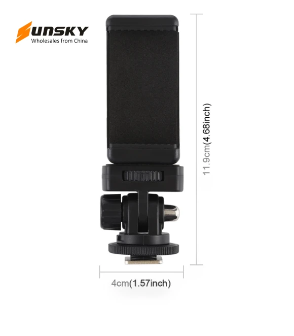 1/4 inch Screw Thread Cold Shoe Tripod Mount Adapter with Phone Clamp — Shoe Mounts, PULUZ