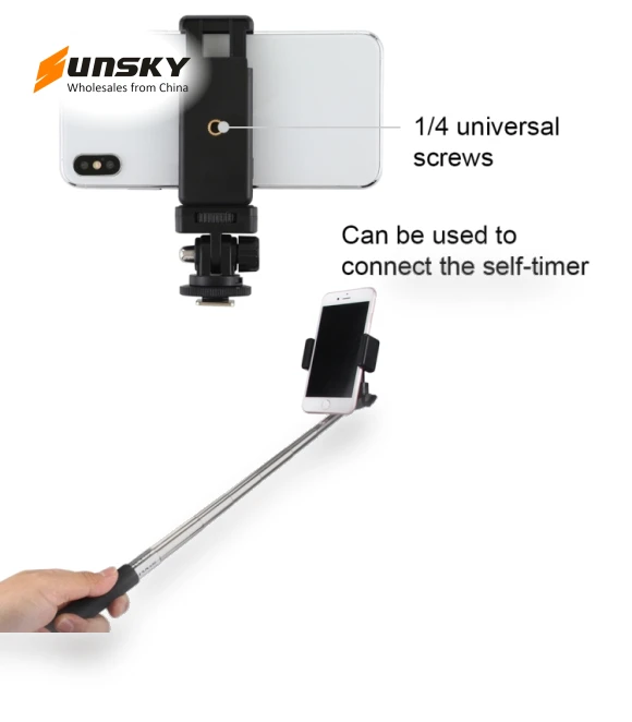 1/4 inch Screw Thread Cold Shoe Tripod Mount Adapter with Phone Clamp — Shoe Mounts, PULUZ