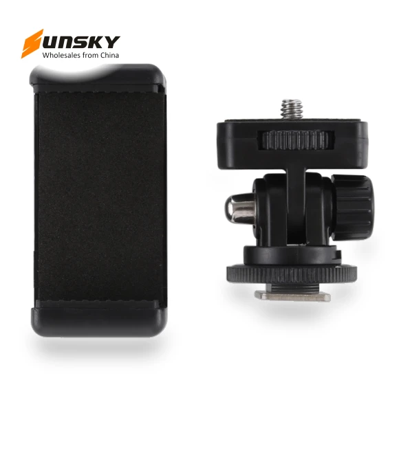 1/4 inch Screw Thread Cold Shoe Tripod Mount Adapter with Phone Clamp — Shoe Mounts, PULUZ