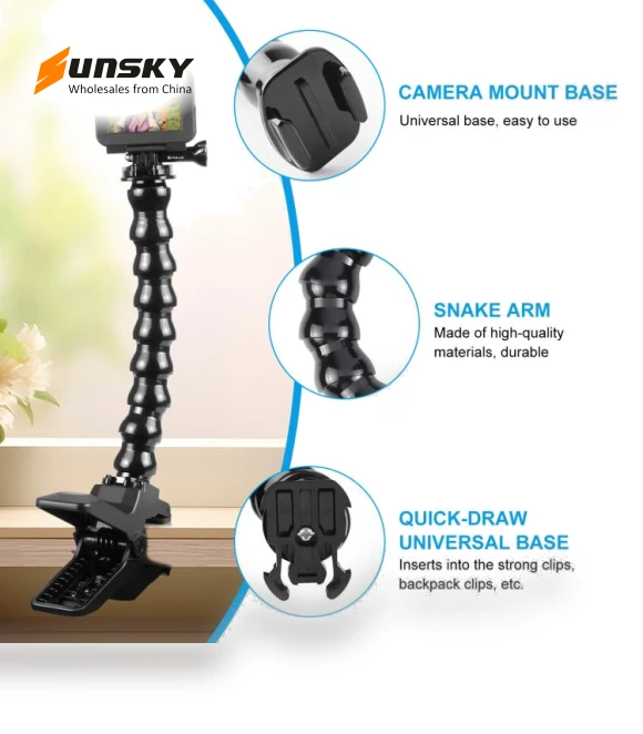 Action Sports Cameras Jaws Flex Clamp Mount with Phone Clamp — Mounts & Clamps, PULUZ
