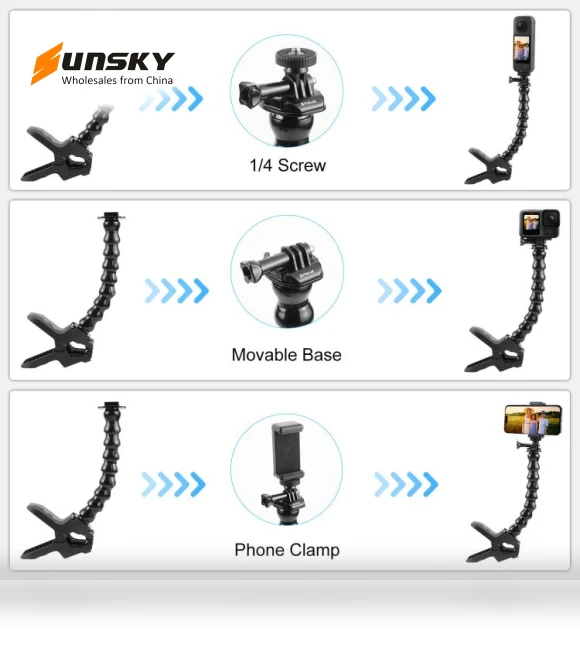 Action Sports Cameras Jaws Flex Clamp Mount with Phone Clamp — Mounts & Clamps, PULUZ