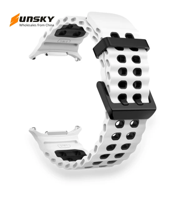 Ocean Two Color Dual-Row Hole Silicone Watch Band — Bands, Samsung