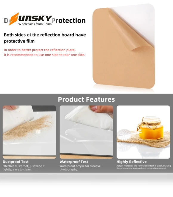 Photography Acrylic Reflective Display Table Background Board — Support Equipment, PULUZ