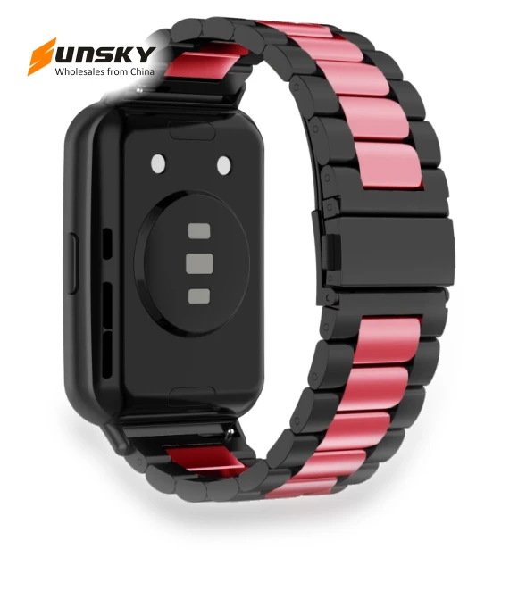 Three Bead Stainless Steel Metal Watch Band — Watch Straps & Bands, Huawei