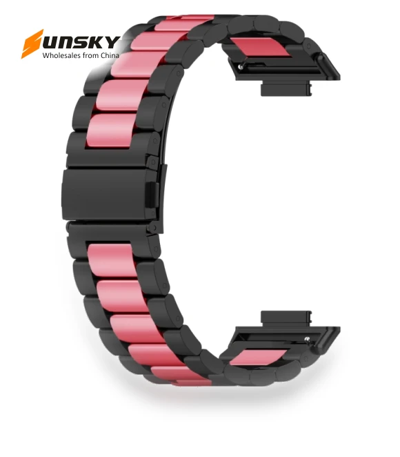 Three Bead Stainless Steel Metal Watch Band — Watch Straps & Bands, Huawei