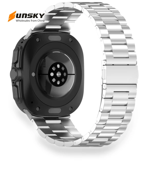 Three Beads Stainless Steel Metal Watch Band — Watch Accessories, Samsung