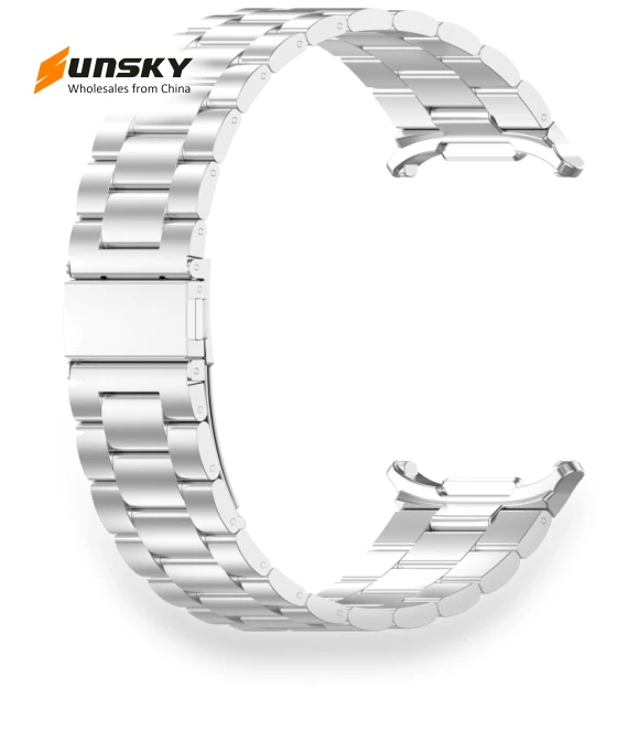 Three Beads Stainless Steel Metal Watch Band — Watch Accessories, Samsung