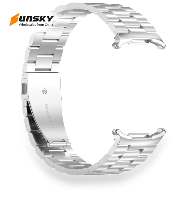 Three Beads Stainless Steel Metal Watch Band — Watch Accessories, Samsung