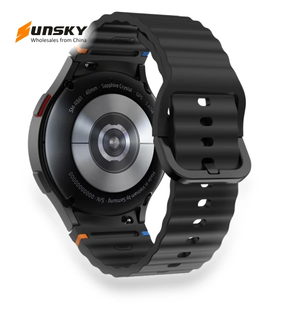 Wave Pattern Stitched Silicone Watch Band — Watch Accessories, Samsung