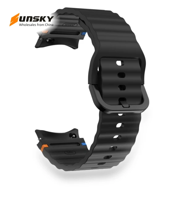 Wave Pattern Stitched Silicone Watch Band — Watch Accessories, Samsung