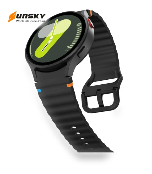 Wave Pattern Stitched Silicone Watch Band — Watch Accessories, Samsung