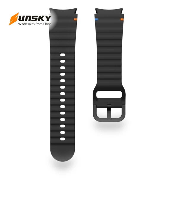 Wave Pattern Stitched Silicone Watch Band — Watch Accessories, Samsung