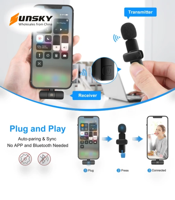 Wireless Lavalier Noise Reduction Reverb Microphones — Wireless Systems, PULUZ