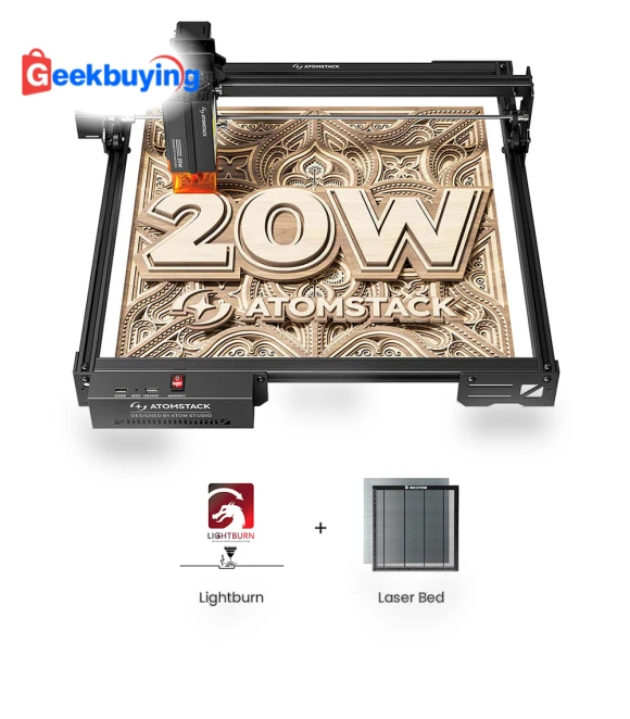 20W Laser Engraver with Laser Bed and Software License — Engraving Equipment & Accessories, ATOMSTACK