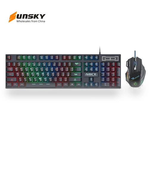 Arabic Floating Keycaps Rainbow Backlight Wired Keyboard Mouse Set — Gaming Keyboards, iMICE
