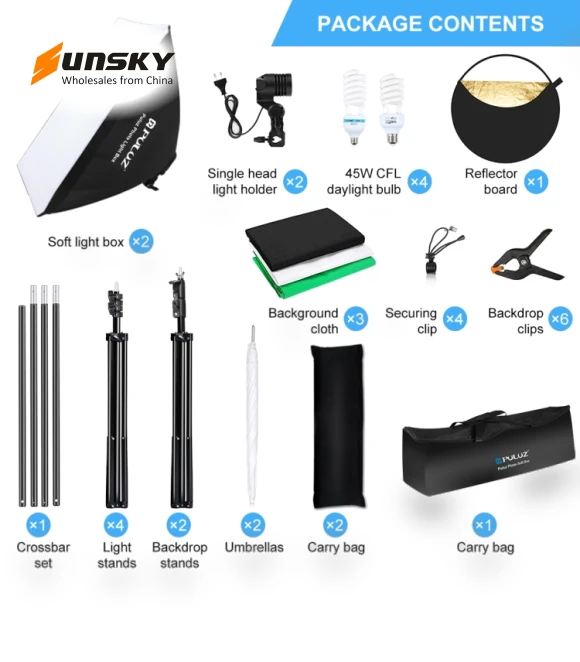 LED Light Studio Softbox Photography Kit — Video Lights, PULUZ