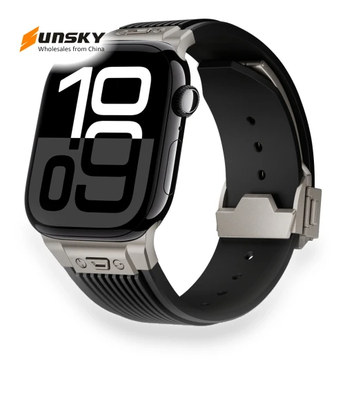 Vertical Texture Titanium Buckle Elastic Silicone Watch Band — Watch Accessories