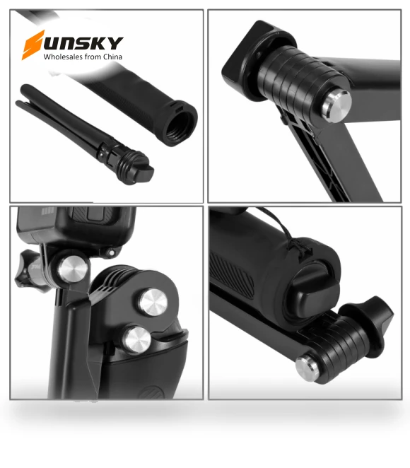 3-Way Grip Foldable Tripod Selfie-stick Extension Monopod — Steady Shots, PULUZ