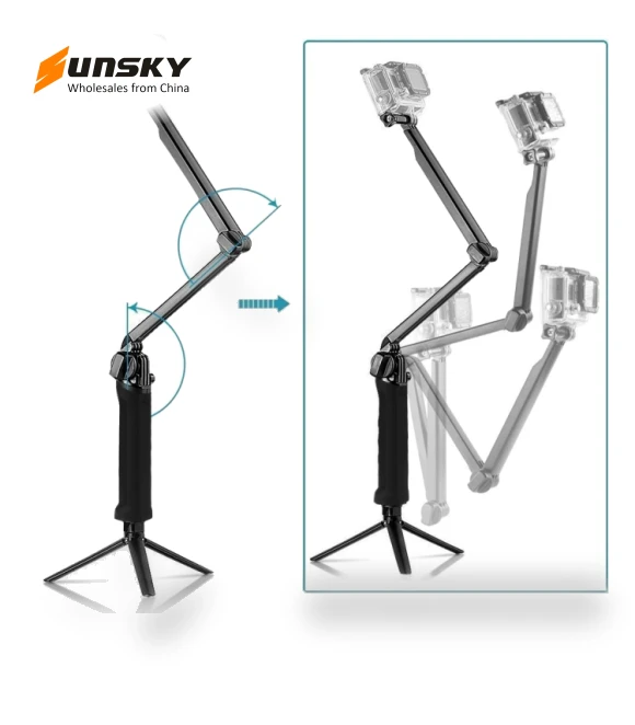 3-Way Grip Foldable Tripod Selfie-stick Extension Monopod — Steady Shots, PULUZ