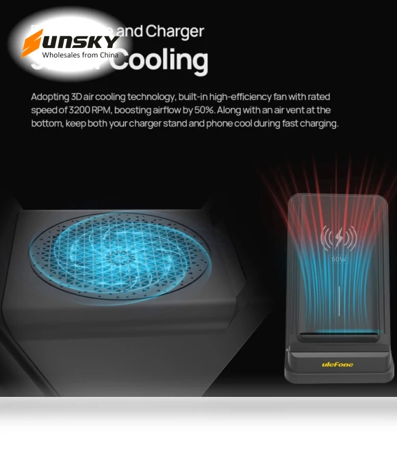50W Air-cooled Wireless Charger Stand — Chargers, Ulefone