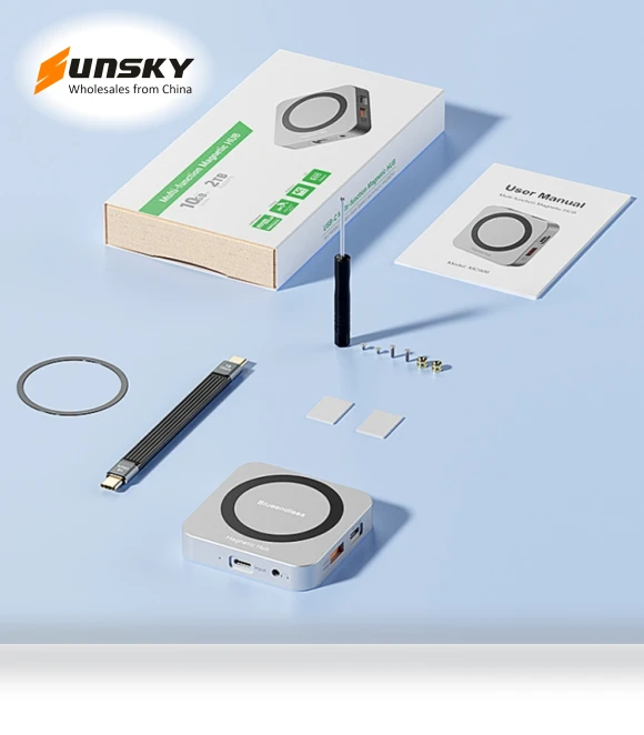 8-In-1 Magnetic HUB With M.2 NVMe/SATA SSD Enclosure — Enclosures, Blueendless
