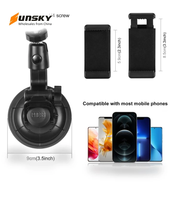 Car Suction Cup Mount with Phone Clamp — Vehicle Mounts, PULUZ