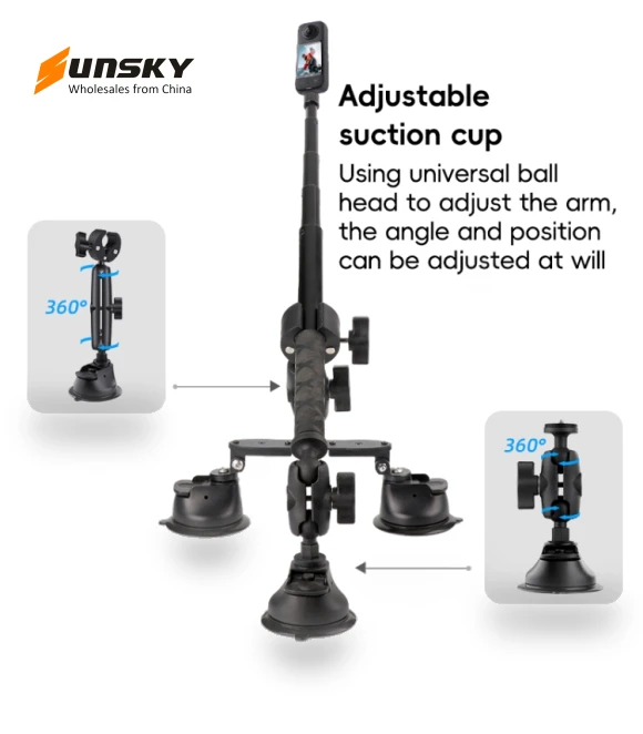 Dual-leg and Single-leg Car Suction Cup Mount with Selfie Stick Set — Vehicle Phone Holders