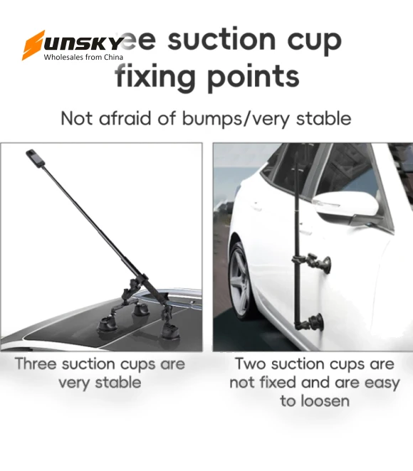 Dual-leg and Single-leg Car Suction Cup Mount with Selfie Stick Set — Vehicle Phone Holders