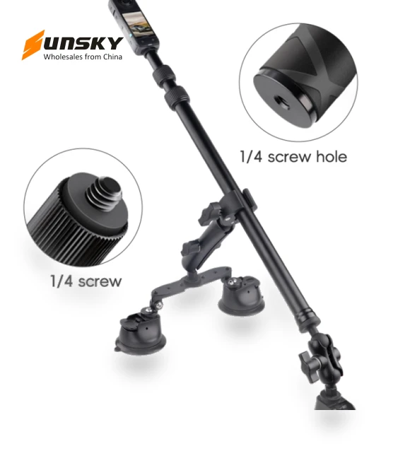 Dual-leg and Single-leg Car Suction Cup Mount with Selfie Stick Set — Vehicle Phone Holders