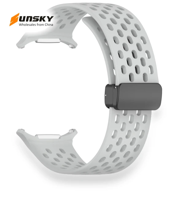 Hole Style Magnetic Folding Buckle Silicone Watch Band — Smartwatch Straps, Samsung