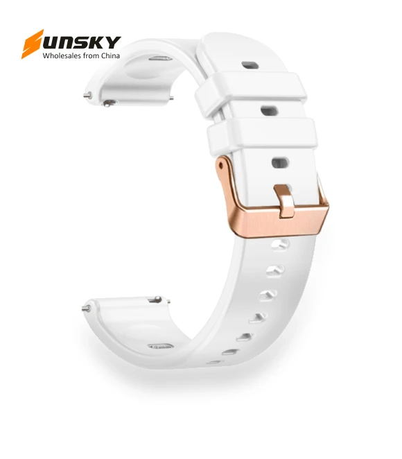 Solid Color Rose Gold Buckle Silicone Watch Band — Girls' Watch Straps, Huawei