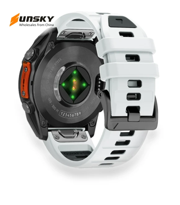 Two Color Screw Buckle Quick Release Silicone Watch Band — Watch Accessories, Garmin