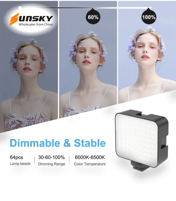 64LED 5W Video Splicing Fill Light — Selfie Lights, PULUZ