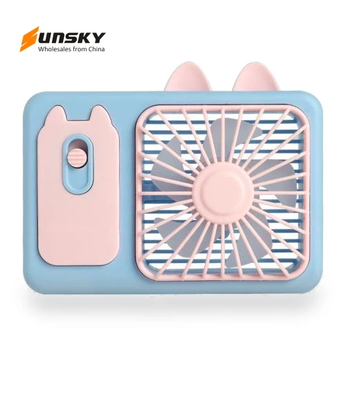 Cartoon Kitten Camera Handheld Large Wind Rechargeable Fan With Stand — Portable Cooling Solutions