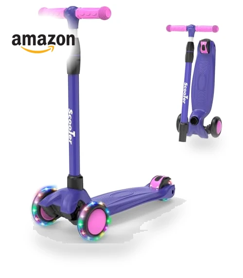 LED Lighted Wheels Kids Scooter with Adjustable Handlebars — Balance Bikes, EVLIQUIL