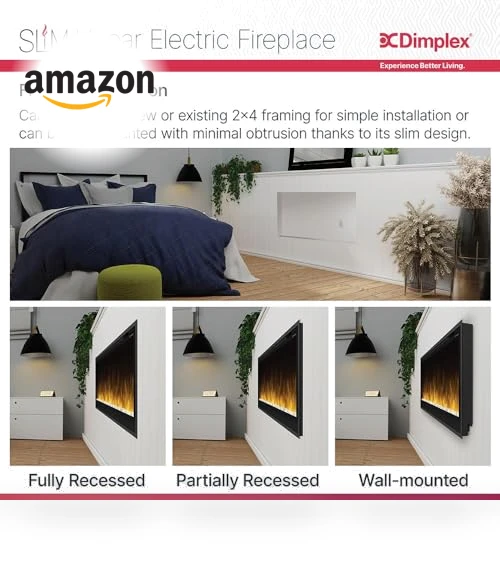 Slim Built-in Linear Electric Fireplace Heater — Close To Ceiling, DIMPLEX