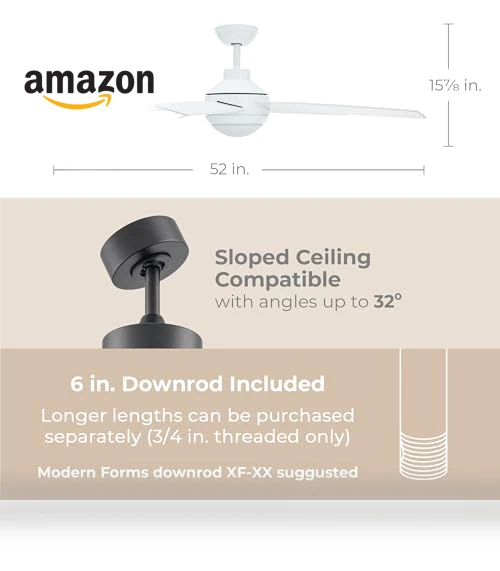 Smart 5-Blade Ceiling Fan with LED Light Kit — Ceiling Fan Wall Controls, East Grove Home
