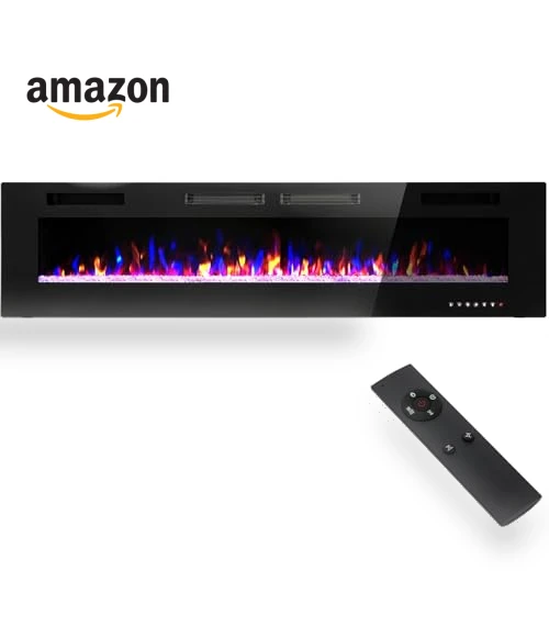 Electric Fireplace 72 Inch Wall Mounted & Recessed — Tabletop Fireplaces, Sophia & William