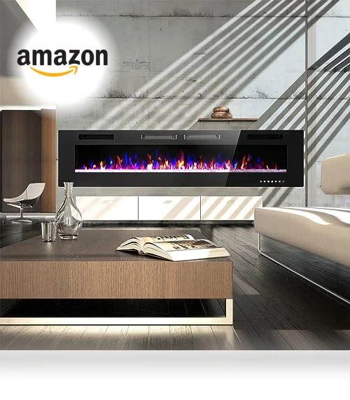 Electric Fireplace 72 Inch Wall Mounted & Recessed — Tabletop Fireplaces, Sophia & William