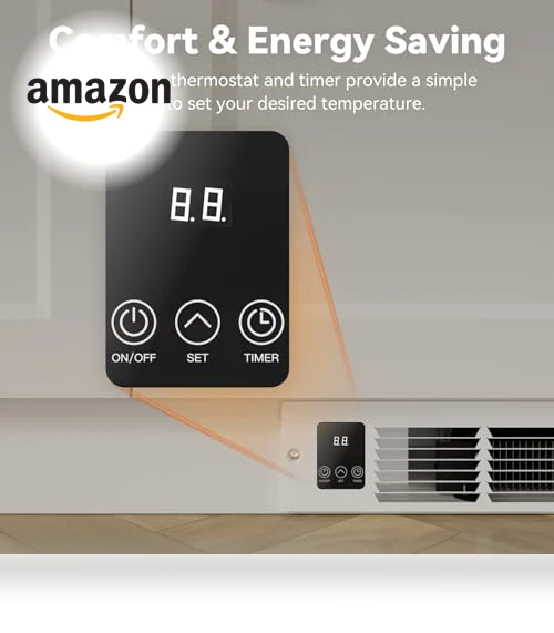 Kickspace Heater with Built-In Thermostat and Timer — Heater Spare Components, AIREPUSH