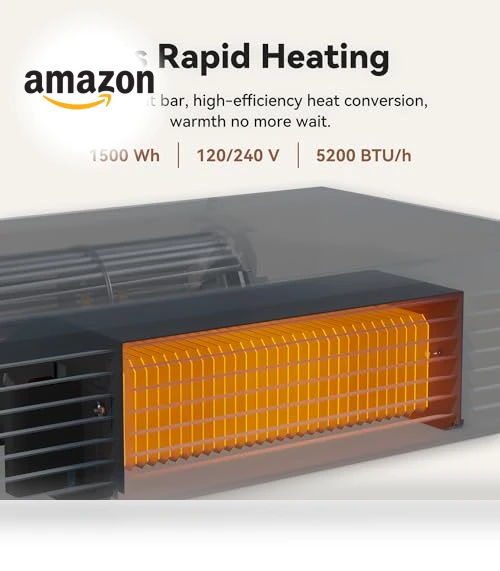 Kickspace Heater with Built-In Thermostat and Timer — Heater Spare Components, AIREPUSH