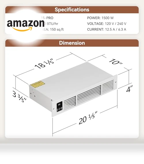 Kickspace Heater with Built-In Thermostat and Timer — Heater Spare Components, AIREPUSH