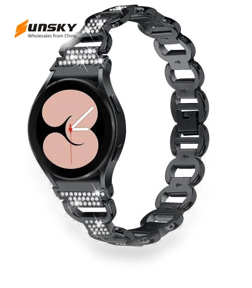 Metal Head Oval Diamond Stainless Steel Watch Band — Watch Accessories, Samsung