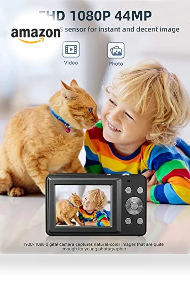 Kids Camera FHD 1080P 44MP — Compact Digital Cameras, CAMKORY