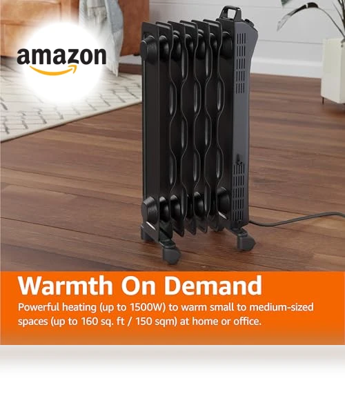 Portable Radiator Heater with 7 Oil-Filled Fins — Heater Spare Components, Amazon Basics