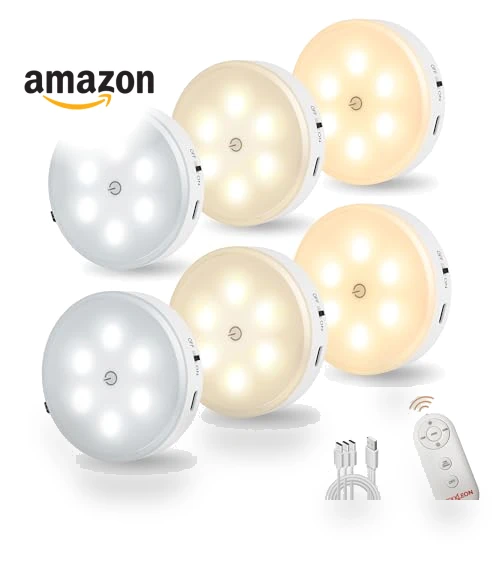 Rechargeable Puck Lights with Remote Control — Overhead Lighting, MICLIONLED