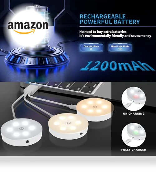 Rechargeable Puck Lights with Remote Control — Overhead Lighting, MICLIONLED