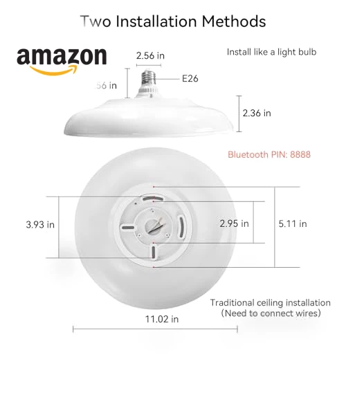Smart Waterproof LED Flush Mount Ceiling Light Fixture with Bluetooth Speaker — Overhead Lighting, ASALL